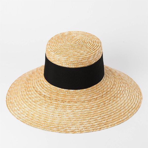 

fashion big hat simple and able straw with flat large brim basin for outdoor travel, Blue;gray