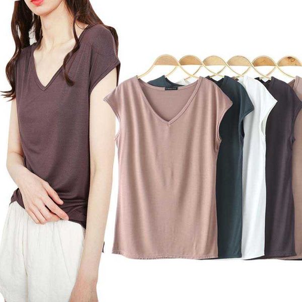 

summer slim women t-shirt casual solid colored short sleeve lady tees very soft w823 210526, White