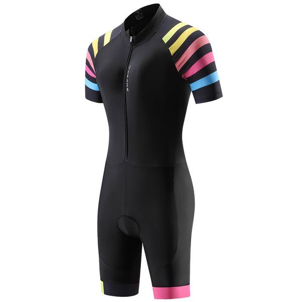 

racing sets wosawe women triathlon suit short sleeve cycling jersey set mtb bike bicycle clothing jumpsuit coverall skinsuits, Black;blue