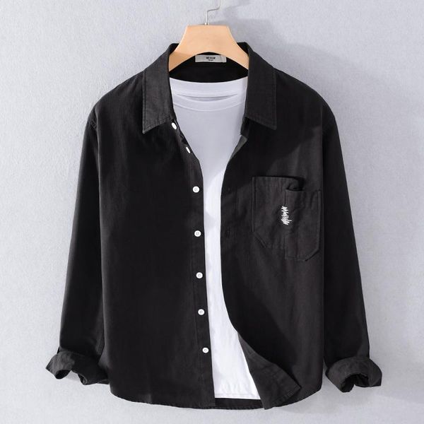 

men's casual shirts 2021 design long-sleeved pure cotton shirt for men fashion spring and autumn camisa chemise, White;black