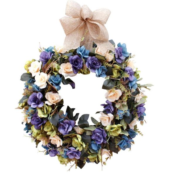 

artificial flower wreath silk rose door hanging fake floral garland wedding home party decoration with ribbon cloth decorative flowers & wre