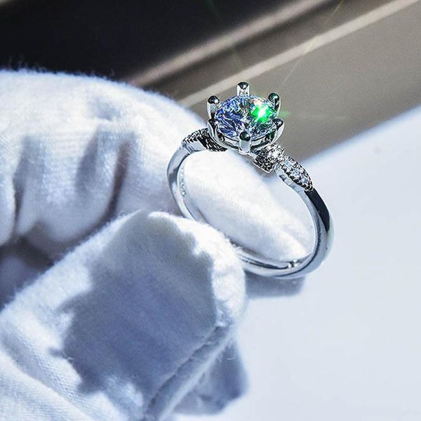 

wedding rings d color moissan diamond open ring super shiny hearts and arrows for engagement endq, Slivery;golden