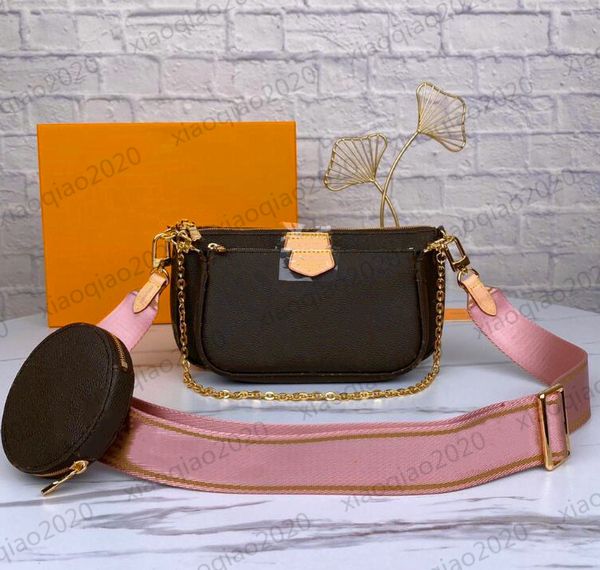 

new women favorite genuine leather fashion handbags multi pochette accessoires purses flower mini pochette 3pcs crossbody bag shoulder bags