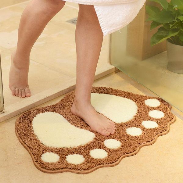 

foot print bath mats home entrance floor mat bathroom door bedroom carpet non-slip toilet tapete para banheiro rugs pad