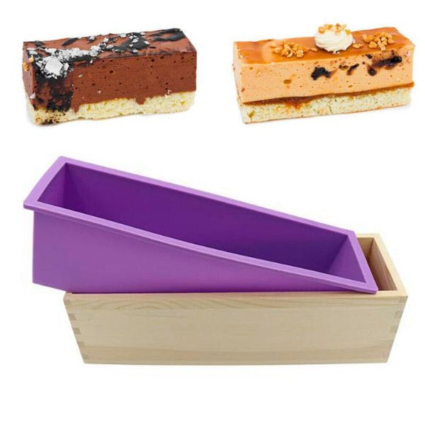 

baking moulds 1200ml rectangle silicone soap making mold wooden box handmade craft mould toast cake loaf kitchen tools dc156