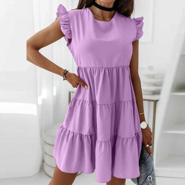 

women elegant round neck retro butterfly short sleeve party dress summer fashion solid pleated a-line dresses casual loose dress y1006, Black;gray