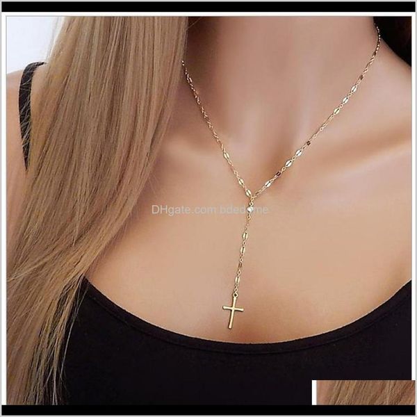 

necklaces & pendants jewelry drop delivery 2021 fashion necklace alloy cross pendant metal lace chain sier gold color plated for women g, Silver