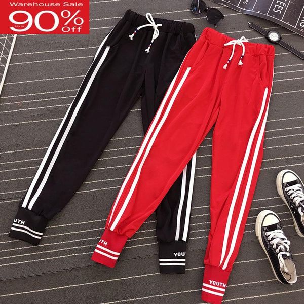 

women's pants & capris women jogger 2021 spring and autumn letter stripe female ankle-length student teenager girls black red n45, Black;white