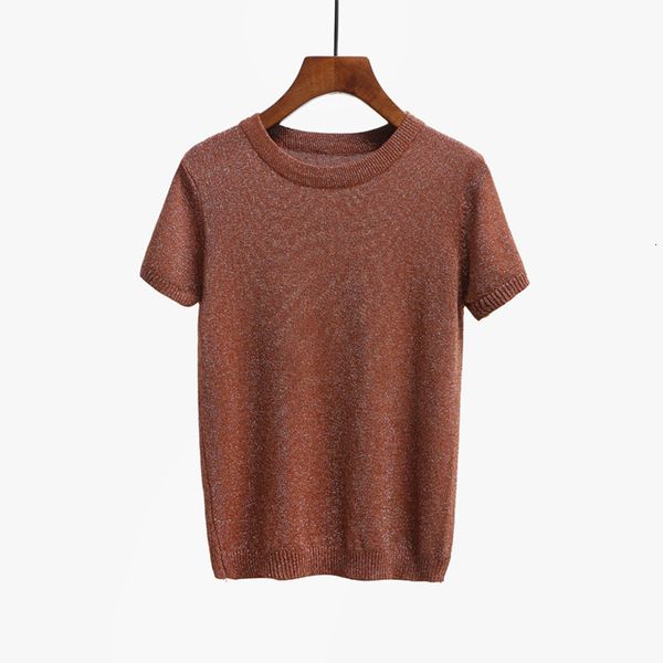 

summer knitted new shirt tees short sleeve vintage solid women o-neck t -shirts fashion slim knitwear t-shirt dropshipping, White