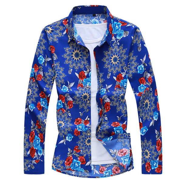 

fashion floral spring autumn casual long sleeve print shirts clothes 210721, White;black