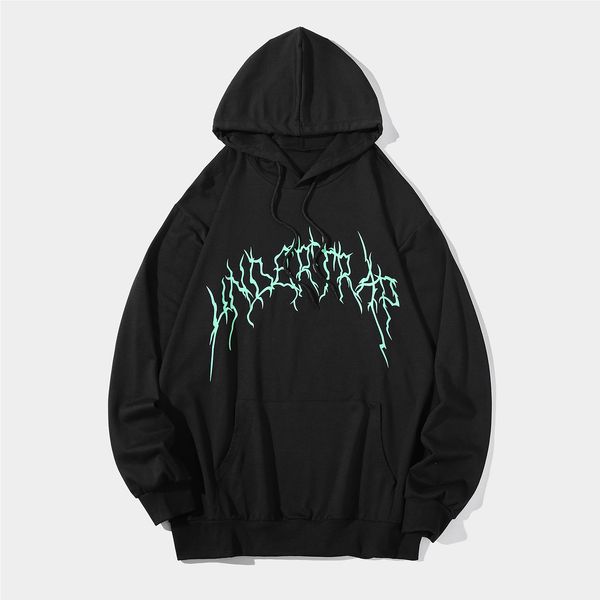 

mens sweater men's autumn and winter loose large pullover hooded casual youth long sleeve printed sweater 1364, Black