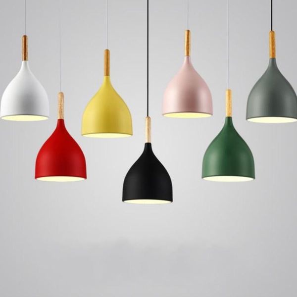 

pendant lamps nordic lights solid wood e27 modern colorful living room restaurant kitchen coffee bedroom bar loft lamp