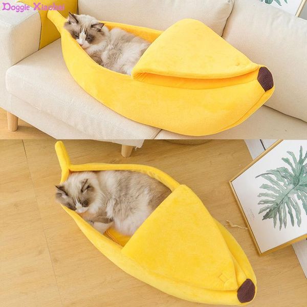 

cat beds & furniture dog cushion supplies multicolor funny banana bed house cute cozy mat warm durable portable pet basket kennel