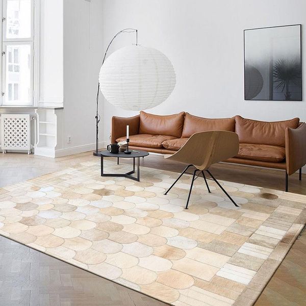 

carpets american luxury cowhide mosaic carpet living room study tea table tatami real cow fur bedroom area rug customization