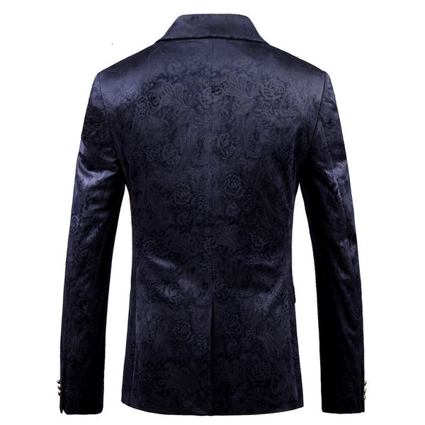 

men's suits & blazers pyjtrl male retro vintage floral navy blue casual impression velvet blazer homme design jacket fine men's fi, White;black