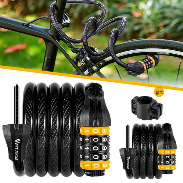

bike locks theft spiral steel cable universal protective bicycle lock keyless password mtb road motorcycle cycling