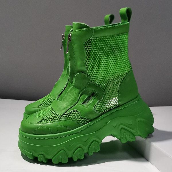 

boots high cut-out in summer 2021 breathable net thick bottom, casual and versatilethin womens platform heels, Black