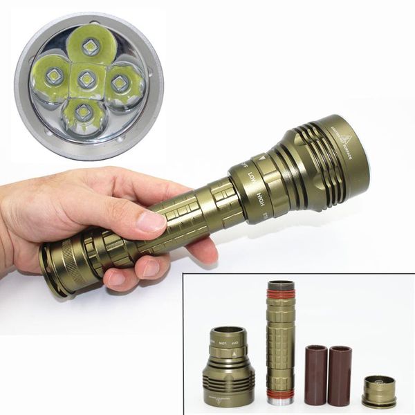 

underwater diving white light 5x xm-l2 led 4500 lumen waterproof lantern 18650/26650 battery power flashlights torches