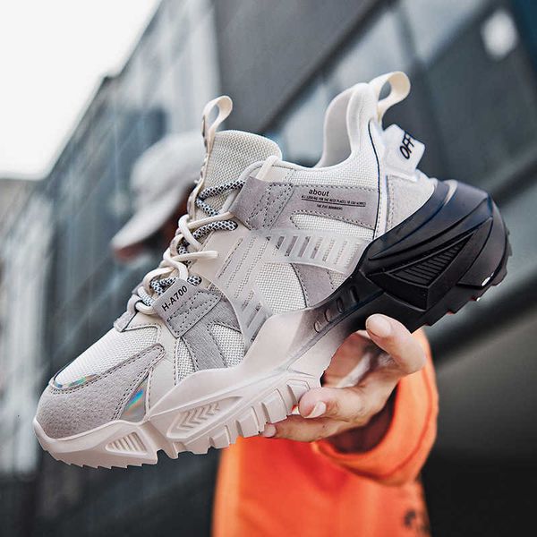 

autumn and winter daily leather casual sports shoes men's fashion trend dad students' running sneakers