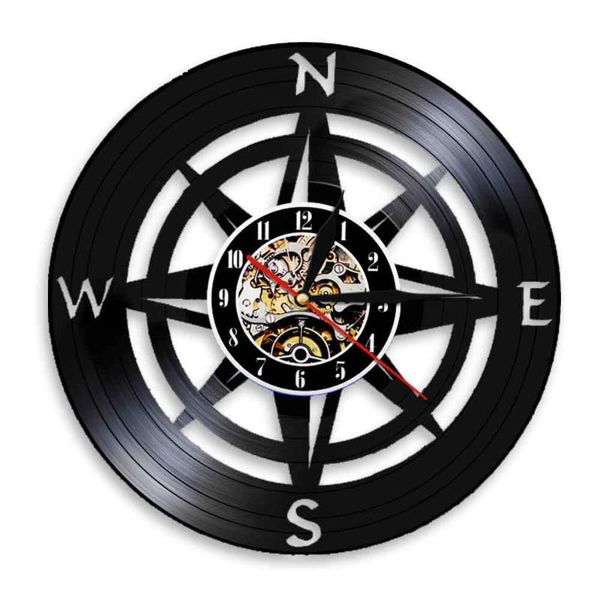

wall clocks compass cd record clock theme diy removable art watch home decorative room decor