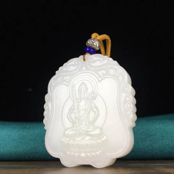 

lockets j66#hetian jade white empty buddha pendant, gentle, Silver