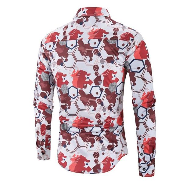 

men's casual shirts long sleeve slim fit 3d printed shirt blouse plus size hawaiian camisa social masculina chemise homme fveg, White;black