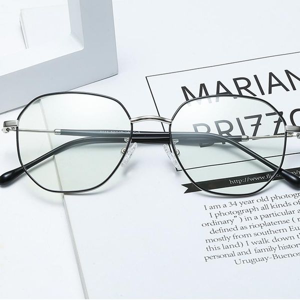 

fashion sunglasses frames pochromic eyeglasses metal full frame anti blue eyewear anti-uv flexible adjustable eyeglass okulary zmieni, Black