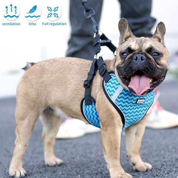 

dog apparel reflective pet chest harness with leash anti-stroke breathable mesh vest for small medium large dogs cat harnesses