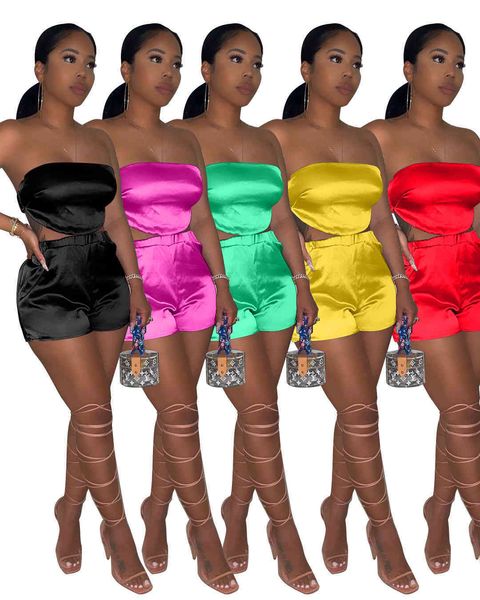 

summer women tracksuits ice silk belly pocket vest + shorts casual solid color 2 piece sets clothes plus size sportwear, Gray