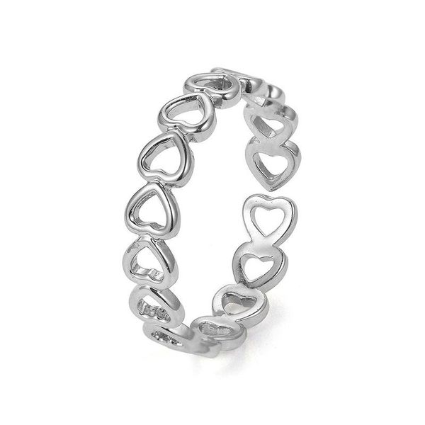 

wedding rings 925 silver creative simple heart ring for women korean fashion adjustable brass party holiday daily jewelry wholesale, Slivery;golden