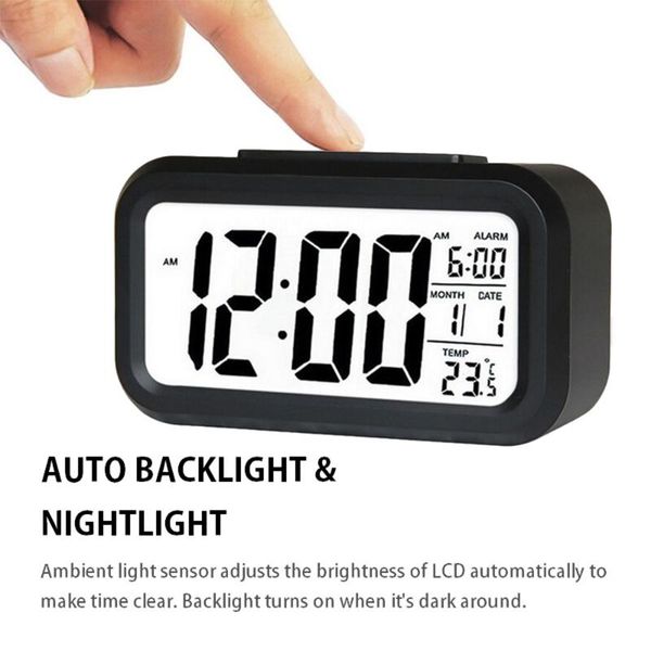 

other clocks & accessories smart digital alarm clock with date and temperature snooze desk night light for bedroom kids children girls boys