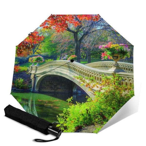 

umbrellas classic windproof automatic 3 folding umbrella man made bridge easy to carry for men and women multi-purpose