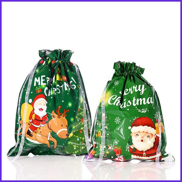 Рождественские подарочные пакеты для отдыха Candy Candy Santa Snowman Elk DrawString Summent Accessorent Accessorent и игрушки пластиковые мешки