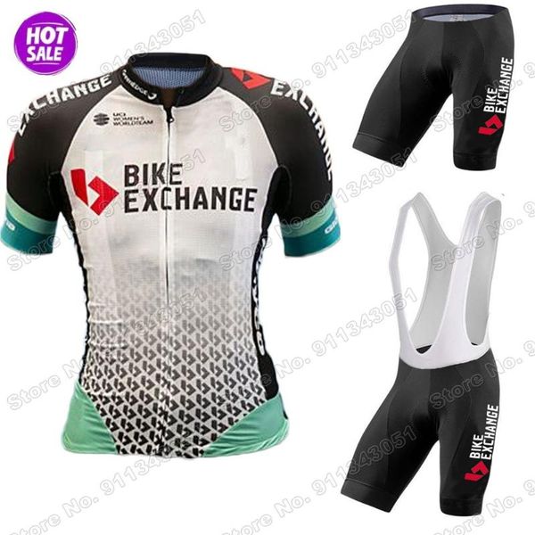 

racing sets womens bike exchange 2021 team cycling jersey summer set clothing road suit bicycle bib shorts mtb ropa ciclismo, Black;blue