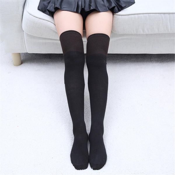 

socks & hosiery thigh high stretchy stockings for woman solid opaque knee thin four length polyester over the female, Black;white