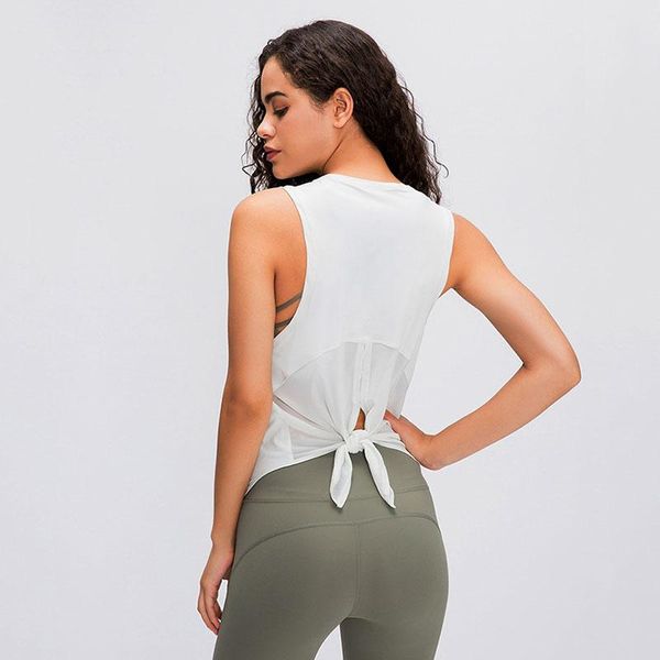 

breathable mesh yoga sleeveless exercise gym shirts for women running tank cute tie back workout clothes sport vest outfit
