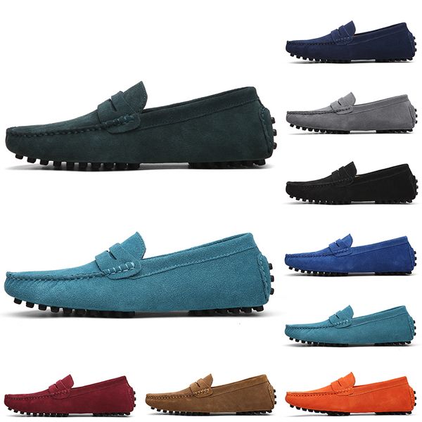 

2023 dress fashion on-brand uede shoes men black light blue wine red gray orange green brown mens slip on lazy leather shoe s