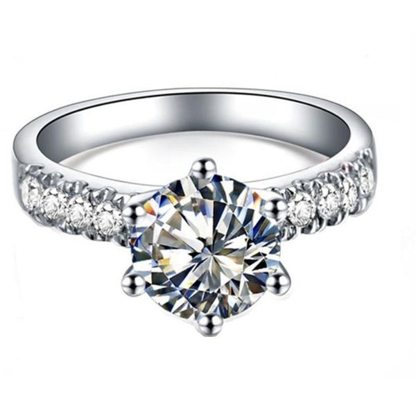 

cluster rings moissanite ring positive 2ct engagement brand prongs quality sterling silver jewelry for women micro paved, Golden;silver
