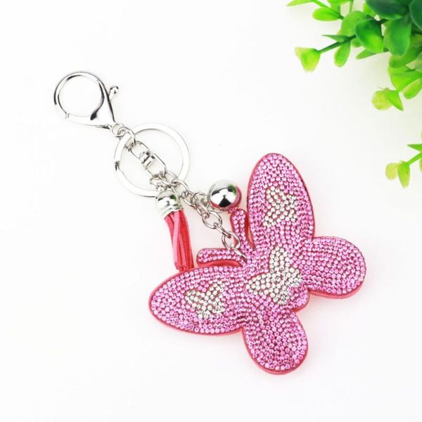 

keychains key chain crystal butterfly keychain keyring women handbag charms pendant luxury car rings accessories, Silver