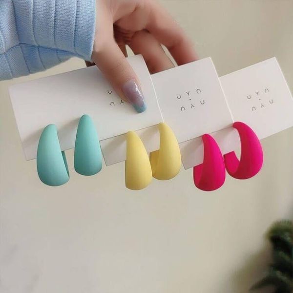 

hoop & huggie colorful korean acrylic geometric c-shaped earrings women vintage resin round circle hoops earring 2022 fashion jewelry, Golden;silver