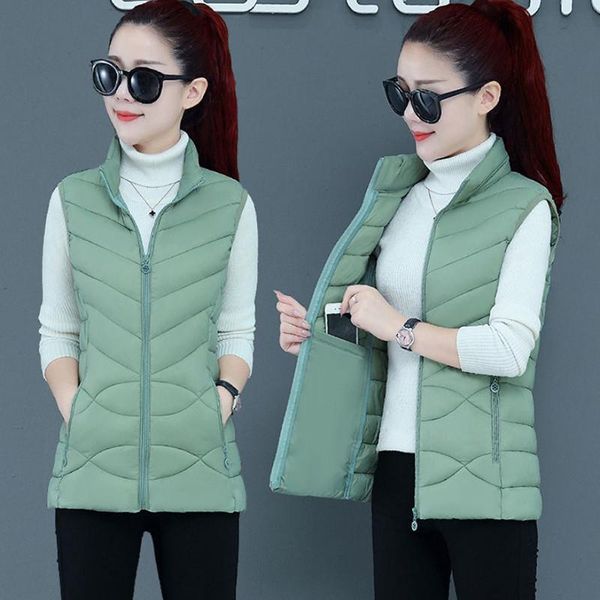 

women's vests short style vest for women cotton padded plus size 5xl winter sleeveless jacket with zipper stand collar casual coats, Black;white