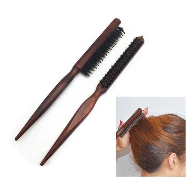 

hair brushes brush wood handle boar bristle beard comb detangling pointed tail, Silver