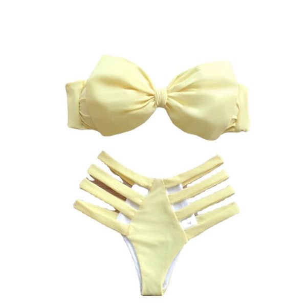 

bow solid 2021 bandage jinteng new up women's swimsuit bikini, White;black