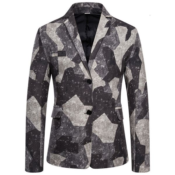

leisure men's autumn men's national style printed oversized suit, White;black