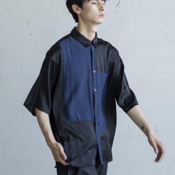 

men's casual shirts short sleeve shirt summer blue and black color design thin youth fashion trend versatile, White;black