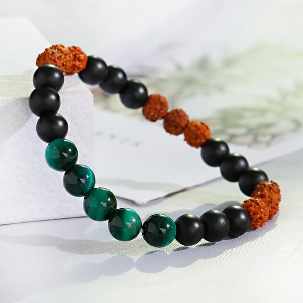 

beaded, strands vintage vajra bodhi rudraksha bracelet men pulsera fashion charm tiger eye bracelets & bangles wristbands male gift, Black