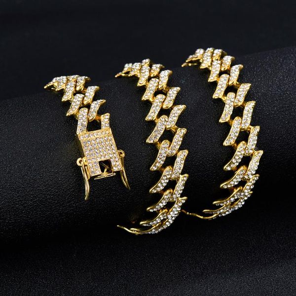 

chains men hip hop chain necklace 15mm thorn iced out bling male fashion rapper jewelry year birthday gift 45cm, Silver