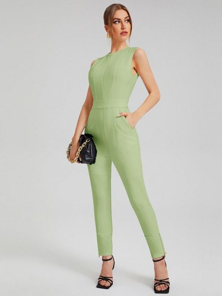

x sylvia mollie backless zip up pocket side jumpsuit p88q#, White