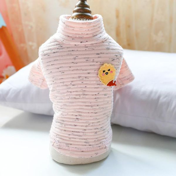 

pet clothes autumn and winter comfortable two-legged pink linen gray pit strip tempura bottoming shirt clothing dog apparel