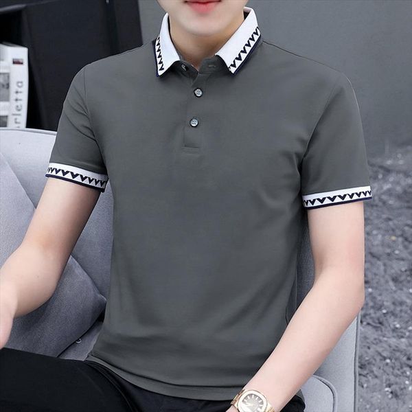 

arrival shirts short sleeve summer men polo casual patchwork tee turn down slim fit shirt, White;black